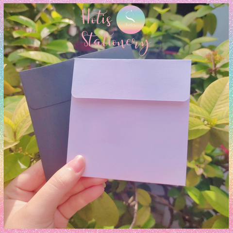 [HOTIS] Set 10 Bìa thư trơn 14 màu hình vuông nắp bằng 110gsm - 10x10cm