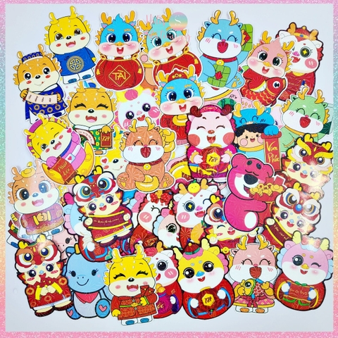 [HOTIS] [Mix mẫu] Set 10 Bao lì xì Rồng Chibi dạ quang Giáp Thìn 2024