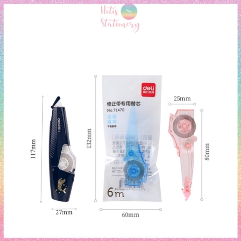 [HOTIS] Bút xóa giấy Deli thiết kế rãnh chống trượt - Băng xóa dài 6m
