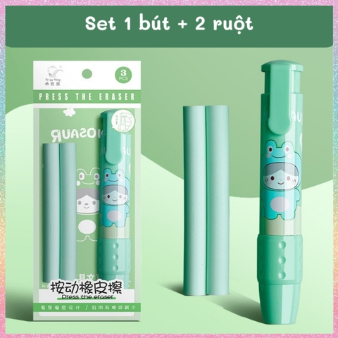 [HOTIS] Set gôm tẩy dạng bút hoạt hình cute cho bé, kèm lõi gôm thay thế