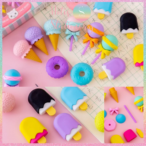 [HOTIS] Gôm tẩy chì hình 3D donut kem que ốc quế kẹo mút dễ thương