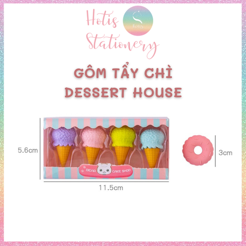 [HOTIS] Gôm tẩy chì hình 3D donut kem que ốc quế kẹo mút dễ thương