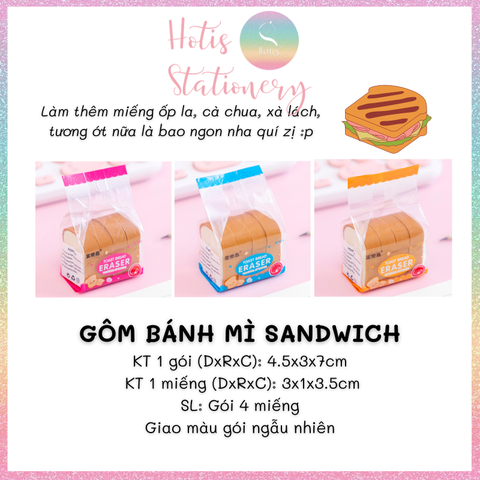 [HOTIS] Gôm tẩy chì hình dồ ăn siêu cute bánh mì sandwich Toast Bread, khoai tay chiên French Fries