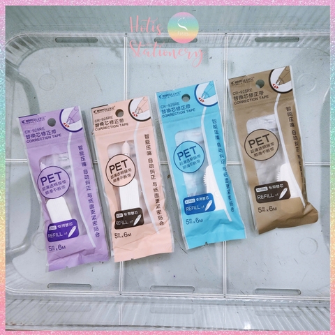 [HOTIS] Bút xóa giấy dạng bấm Correction Tape, vỏ màu pastel dịu dàng, có thể thay lõi