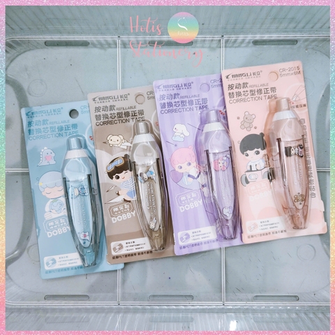 [HOTIS] Bút xóa giấy dạng bấm Correction Tape, vỏ màu pastel dịu dàng, có thể thay lõi