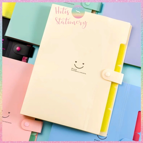 [HOTIS] 18 màu - File đựng tài liệu A4 - 5 ngăn phân trang - File lưu trữ tài liệu, giấy tờ, hồ sơ