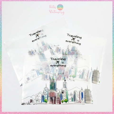 [HOTIS] Bìa nút đựng tài liệu A4 in màu họa tiết hoạt hình, sọc trơn - Nhiều mẫu