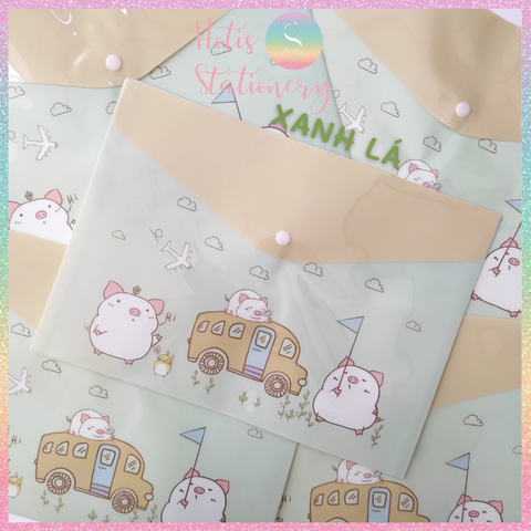 [HOTIS] Bìa nút đựng tài liệu A4 in màu họa tiết hoạt hình, sọc trơn - Nhiều mẫu