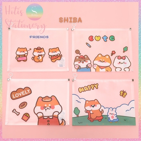 [HOTIS] Bìa đựng tài liệu A4 khóa zip họa tiết hoa lá, hoạt hình dễ thương