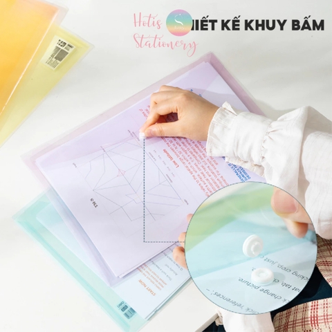 [HOTIS] Combo 3 túi đựng tài liệu A4 Deli Clear Bag – Bìa đựng hồ sơ trong suốt, chống thấm nước, nhiều màu sắc