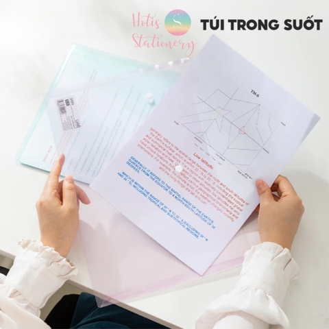 [HOTIS] Combo 3 túi đựng tài liệu A4 Deli Clear Bag – Bìa đựng hồ sơ trong suốt, chống thấm nước, nhiều màu sắc