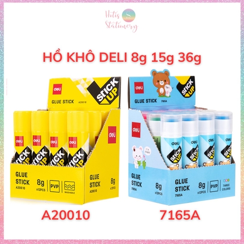 [HOTIS] Hồ khô 8g/ 15g/ 36g Deli Glue Stick 3 màu chai lớn tiết kiệm hơn