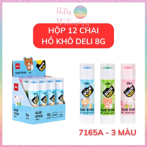 [HOTIS] Hộp 12 chai hồ khô 8g/ 15g/ 36g Deli Glue Stick 3 màu chai lớn tiết kiệm hơn