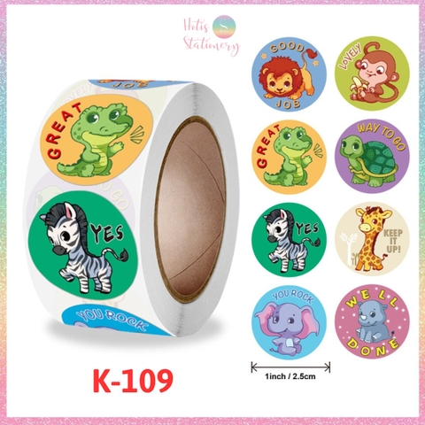 [HOTIS] Sticker Cuộn 500 Nhãn Dán Khen Thưởng Học Sinh - Tạo Động Lực, Kích Thích Học Tập, Phù Hợp Giáo Viên & Phụ Huynh