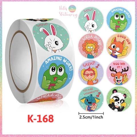 [HOTIS] Sticker Cuộn 500 Nhãn Dán Khen Thưởng Học Sinh - Tạo Động Lực, Kích Thích Học Tập, Phù Hợp Giáo Viên & Phụ Huynh
