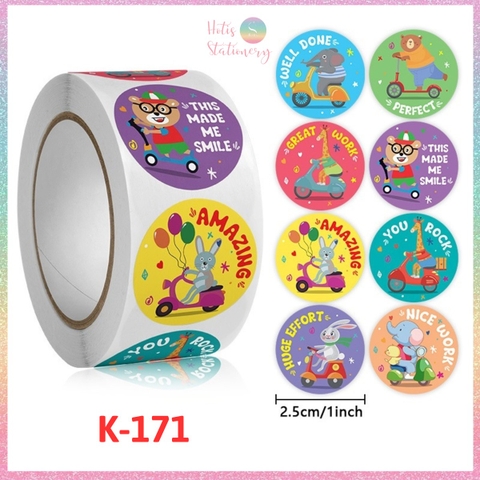 [HOTIS] Sticker Cuộn 500 Nhãn Dán Khen Thưởng Học Sinh - Tạo Động Lực, Kích Thích Học Tập, Phù Hợp Giáo Viên & Phụ Huynh