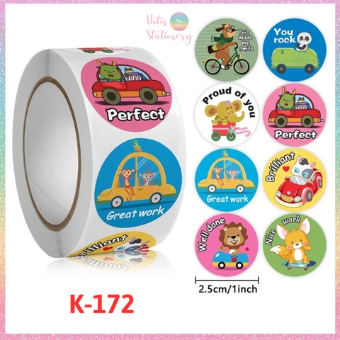 [HOTIS] Sticker Cuộn 500 Nhãn Dán Khen Thưởng Học Sinh - Tạo Động Lực, Kích Thích Học Tập, Phù Hợp Giáo Viên & Phụ Huynh