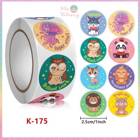 [HOTIS] Sticker Cuộn 500 Nhãn Dán Khen Thưởng Học Sinh - Tạo Động Lực, Kích Thích Học Tập, Phù Hợp Giáo Viên & Phụ Huynh