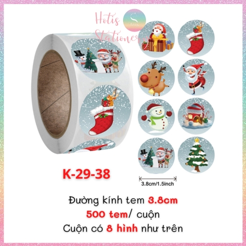 [HOTIS] 49 MẪU - Sticker nhãn dán Giáng Sinh Noel niêm phong trang trí hộp quà