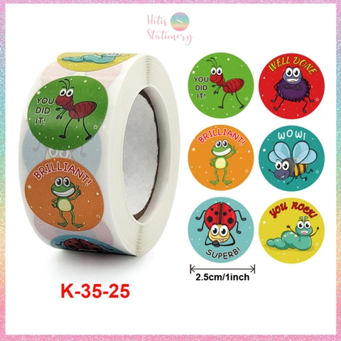 [HOTIS] Sticker Cuộn 500 Nhãn Dán Khen Thưởng Học Sinh - Tạo Động Lực, Kích Thích Học Tập, Phù Hợp Giáo Viên & Phụ Huynh