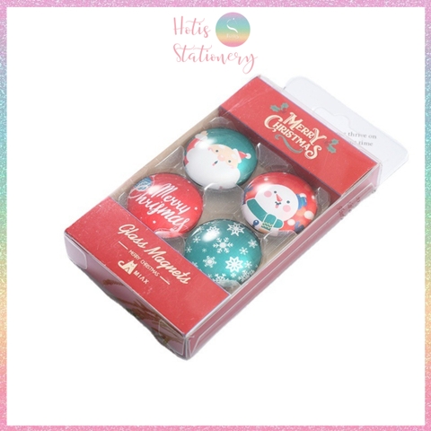 [HOTIS] Bộ 4 nam châm Giáng Sinh hình ông già Noel & người tuyết - Móc treo tủ lạnh sáng tạo