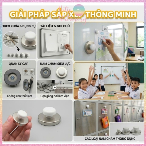 [HOTIS] Set 10 viên nam châm cục dính bảng từ, giáo cụ dạy học, tiểu học