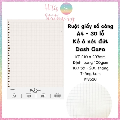 [HOTIS] Ruột sổ còng, tệp 100 tờ giấy refill binder KLong A5/B5/A4