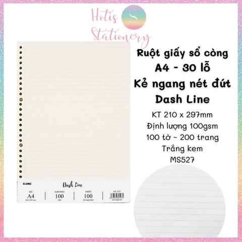 [HOTIS] Ruột sổ còng, tệp 100 tờ giấy refill binder KLong A5/B5/A4