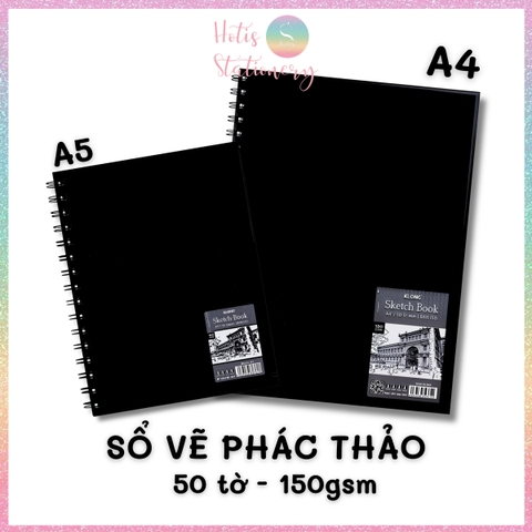 [HOTIS] Sổ Vẽ Phác Thảo Giấy Trơn Sketchbook KLONG A5 A4 50 Tờ 150gsm - Chất Giấy Dày, Trơn Mượt, Lò Xo Tiện Lợi