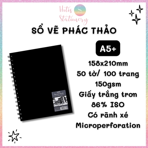 [HOTIS] Sổ Vẽ Phác Thảo Giấy Trơn Sketchbook KLONG A5 A4 50 Tờ 150gsm - Chất Giấy Dày, Trơn Mượt, Lò Xo Tiện Lợi