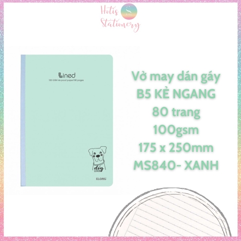 [HOTIS] Vở may dán gáy Kẻ ngang Line KLong - 80/120/200 trang