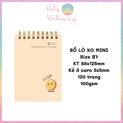 [HOTIS] Sổ lò xo kép size mini B7 Caro 120 trang MS934