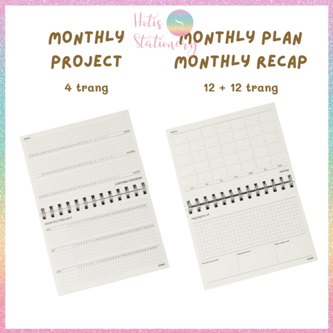 [HOTIS] Sổ Kế Hoạch Lò Xo Kép Standing Planner B6 160 Trang - Sổ Để Bàn Tiện Lợi, Giấy 100GSM, Thiết Kế Đứng Đa Năng