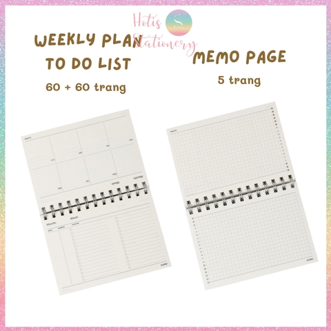 [HOTIS] Sổ Kế Hoạch Lò Xo Kép Standing Planner B6 160 Trang - Sổ Để Bàn Tiện Lợi, Giấy 100GSM, Thiết Kế Đứng Đa Năng