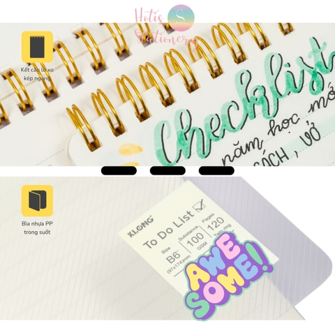 [HOTIS] To Do List Sổ lò xo kép bìa nhựa trong suốt B6 120 trang