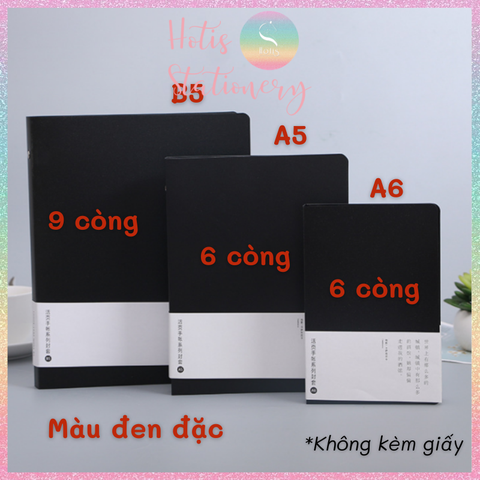 [HOTIS] Color Binder - Bìa còng nâu/ đen/ trắng - A6/ A5/ B5/ A4 (Không kèm giấy)