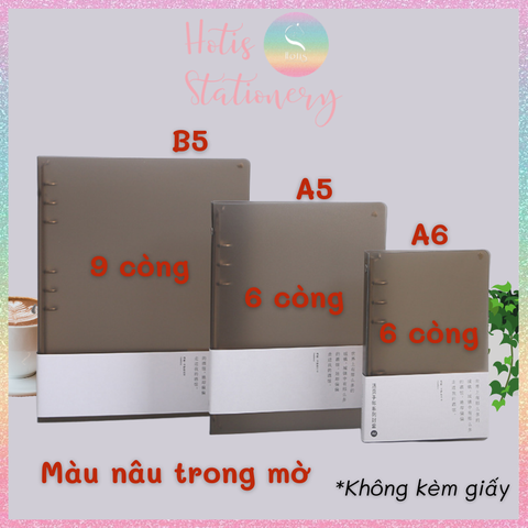[HOTIS] Color Binder - Bìa còng nâu/ đen/ trắng - A6/ A5/ B5/ A4 (Không kèm giấy)