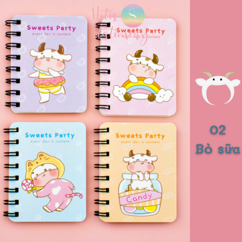 [HOTIS] 20 MẪU - Sổ lò xo mini bìa kép/ đơn - Kẻ ngang/ trơn - 160 trang