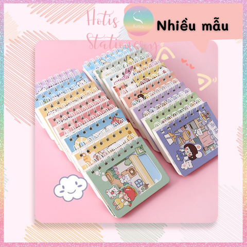 [HOTIS] 20 MẪU - Sổ lò xo mini bìa kép/ đơn - Kẻ ngang/ trơn - 160 trang