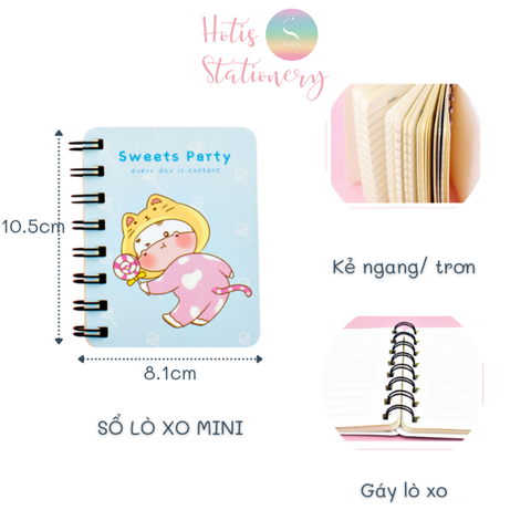 [HOTIS] 20 MẪU - Sổ lò xo mini bìa kép/ đơn - Kẻ ngang/ trơn - 160 trang