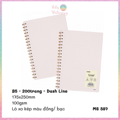 [HOTIS] Sổ lò xo kép Klong line/ caro A5/B5 120/ 200 trang bìa nhựa trong suốt