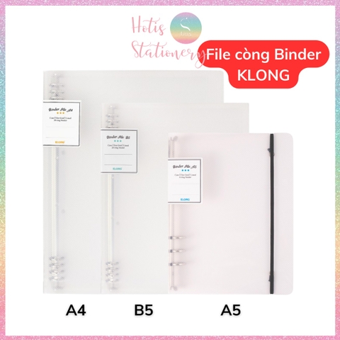 [HOTIS] Binder File còng sắt KLONG A4 B5 A5 bìa nhựa PP vân chéo dễ dàng thay giấy