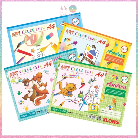 [HOTIS] Vở vẽ dán gáy xé A4 KLONG 24 tờ, dày 100gsm - 1 cuốn