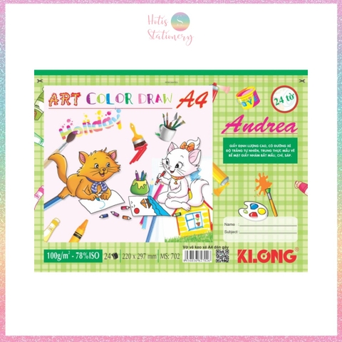 [HOTIS] Vở vẽ dán gáy xé A4 KLONG 24 tờ, dày 100gsm - 1 cuốn