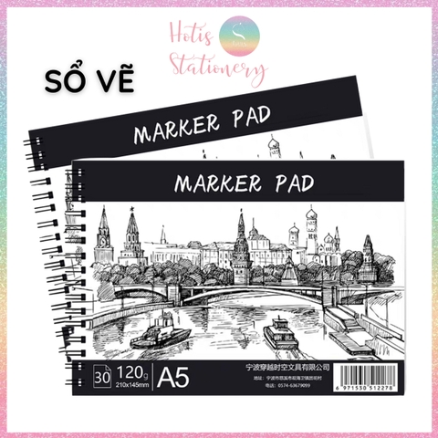 [HOTIS] Sổ vẽ A5 Marker Pad sketchbook 30 tờ, 120gsm