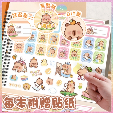[HOTIS] Sổ vẽ tô màu cho bé khổ A4 bìa in hình Capybara hoạt hình cute, 30 tờ, 60 trang