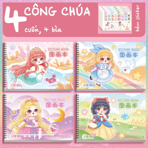 [HOTIS] Sổ vẽ tô màu cho bé khổ A4 bìa in hình Capybara hoạt hình cute, 30 tờ, 60 trang