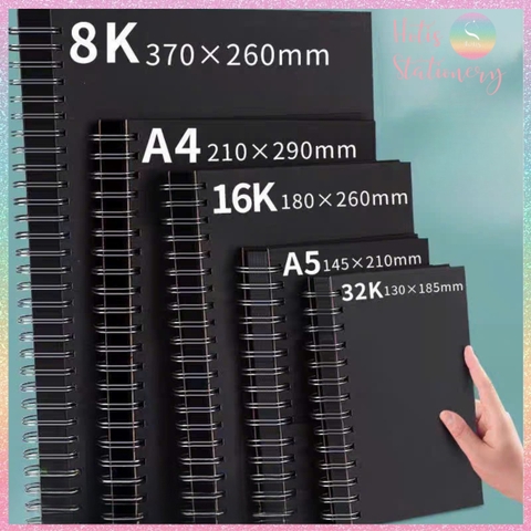 [HOTIS] Sổ lò xo màu đen 100 trang, 180gsm, bìa cứng, sổ vẽ tay graffiti, ablum ảnh kỷ niệm, vẽ tranh