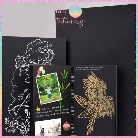 [HOTIS] Sổ lò xo màu đen 100 trang, 180gsm, bìa cứng, sổ vẽ tay graffiti, ablum ảnh kỷ niệm, vẽ tranh
