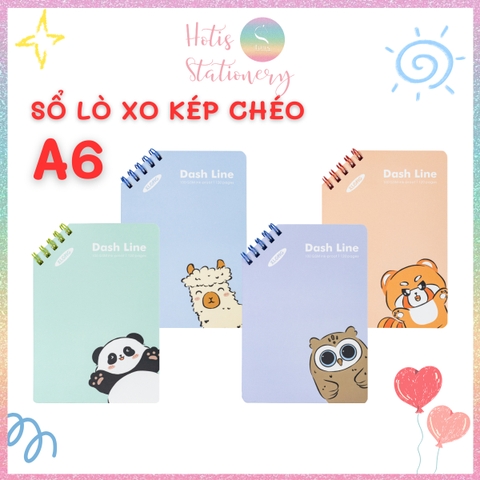 [HOTIS] Sổ lò xo kép chéo A6 Dash Line120 trang, sổ lò xo mini bỏ túi MS 961
